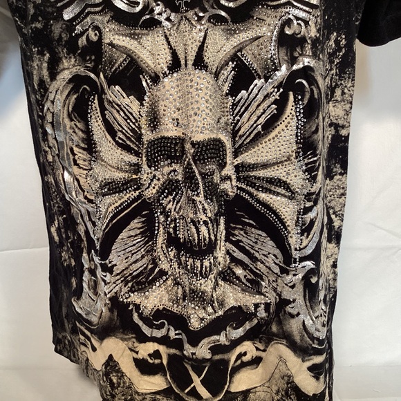 Xzavier Vintage Fear The Unknown Gothic Black All Over Graphic Tee Men’s Medium - Picture 2 of 11